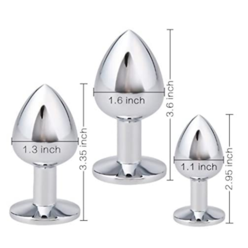 Akstore Light Green Jewelry Design Stainless Steel Butt Plug Set dimensions