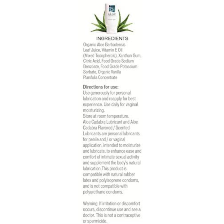 Aloe Cadabra Organic Personal Lubricant ingredients