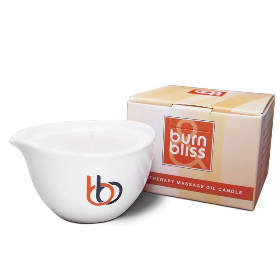 Burn & Bliss Soy Wax Massage Oil Candle - Peppermint & Eucalyptus with box