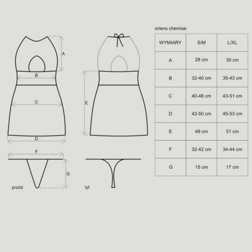Chemise with String by Obsessive sizes