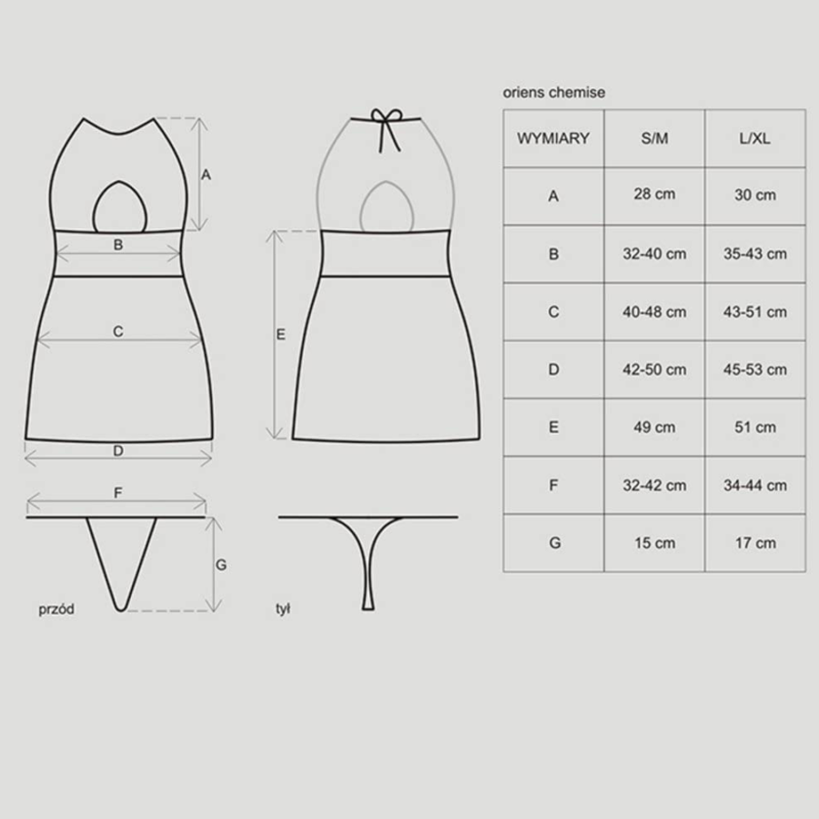 Chemise with String by Obsessive sizes