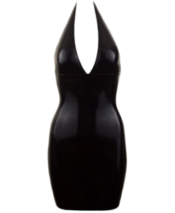 Collective Chaos Latex Halter Mini Dress Black