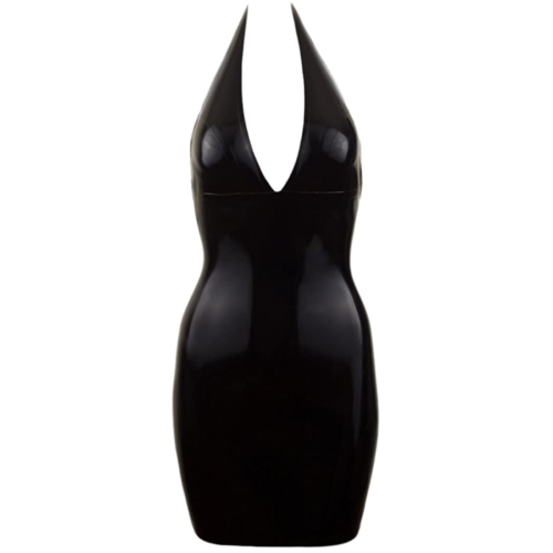 Collective Chaos Latex Halter Mini Dress Black
