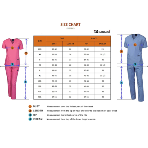 Dagacci Medical Uniform Unisex Scrubs Set size