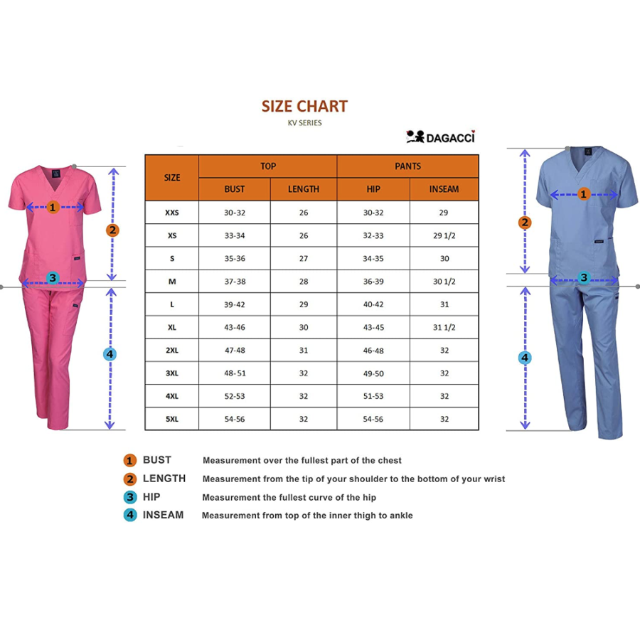 Dagacci Medical Uniform Unisex Scrubs Set size