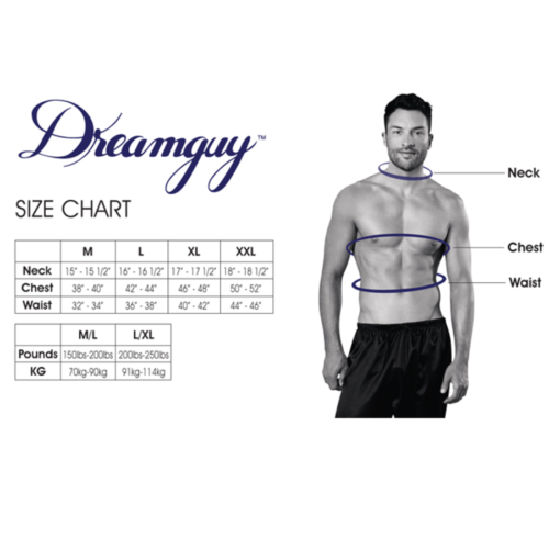 Dreamgirl Men's Special Ops Costume size chart