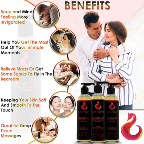 Fox Envy Massage Oil - Orange Blossom with Rosemary benefits