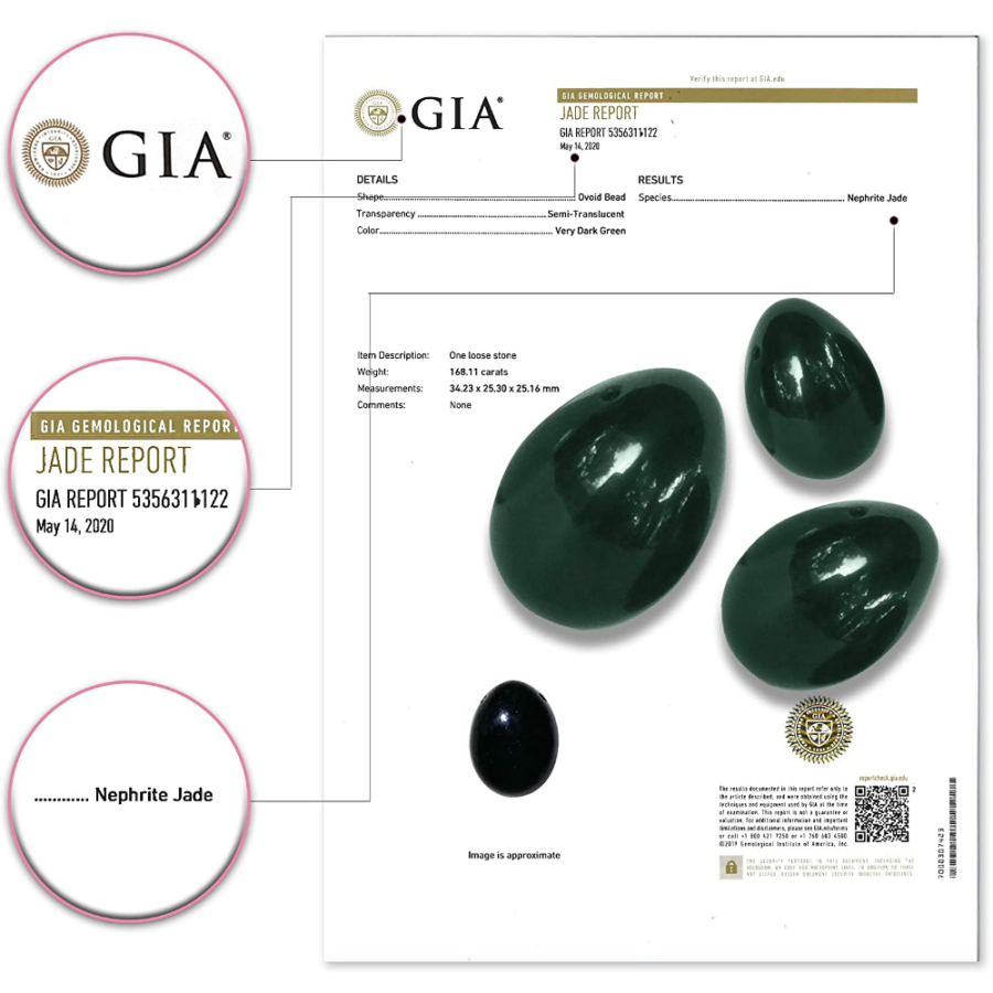 Genuine Jade Yoni Eggs certificate