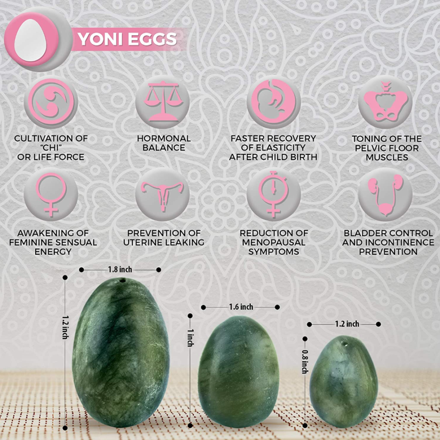 Green Hellu Jade Yoni Eggs – Predrilled Jade Egg Set of 3 benefits