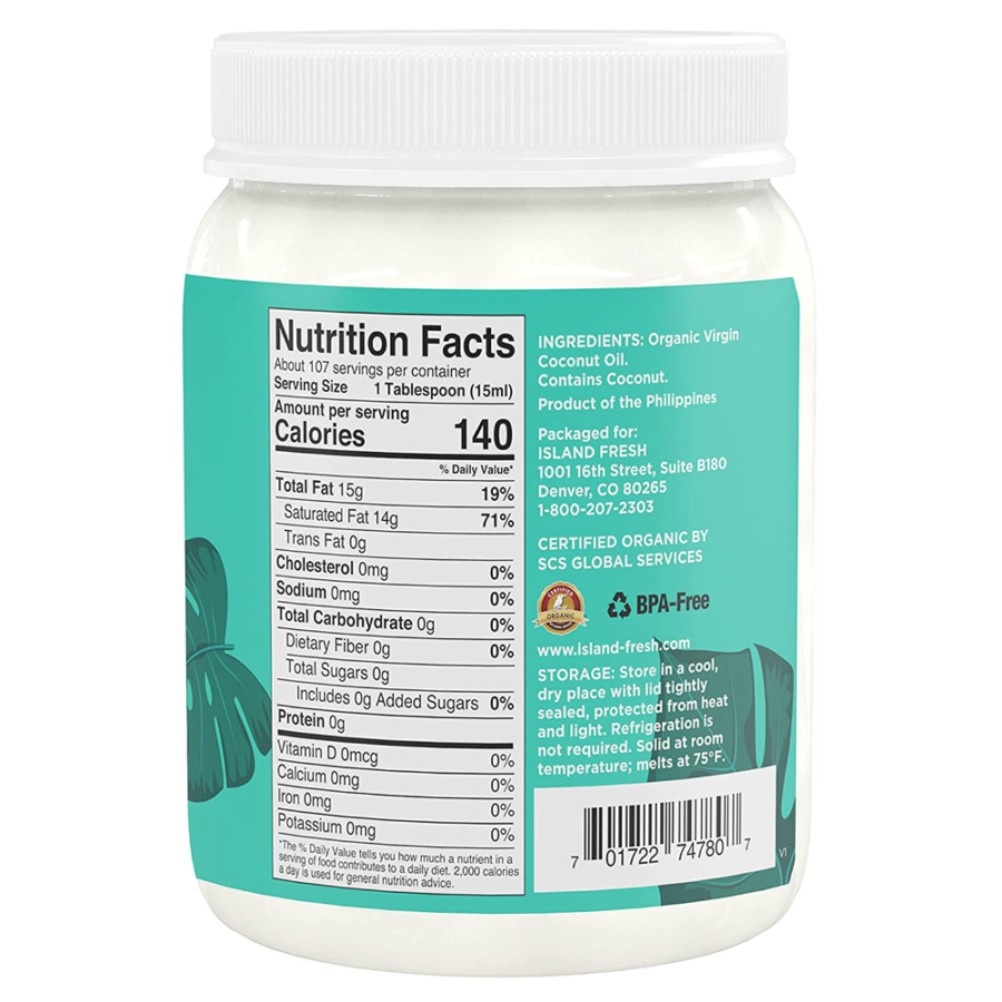 Island Fresh Superior Organic Virgin Coconut Oil nutrition facts