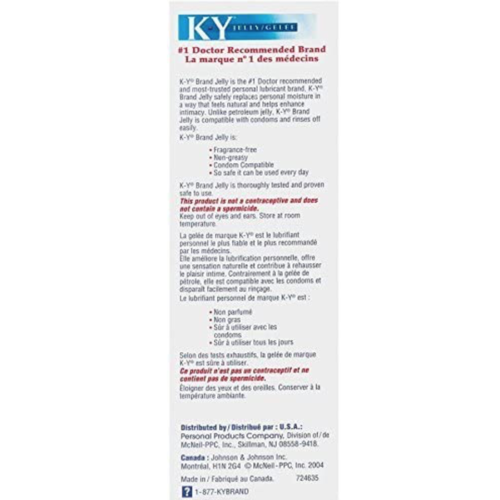 K-Y Jelly Water Based Lube label