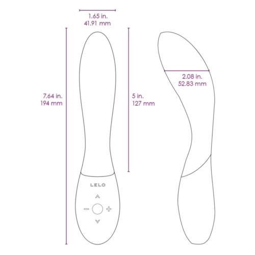 LELO Mona Wave Deep Rose G-Spot Massage Vibrator dimensions