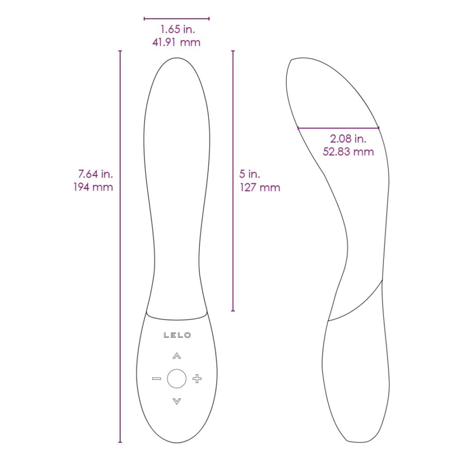 LELO Mona Wave Deep Rose G-Spot Massage Vibrator dimensions
