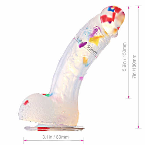 Louviva Clear Confetti Dildo dimensions