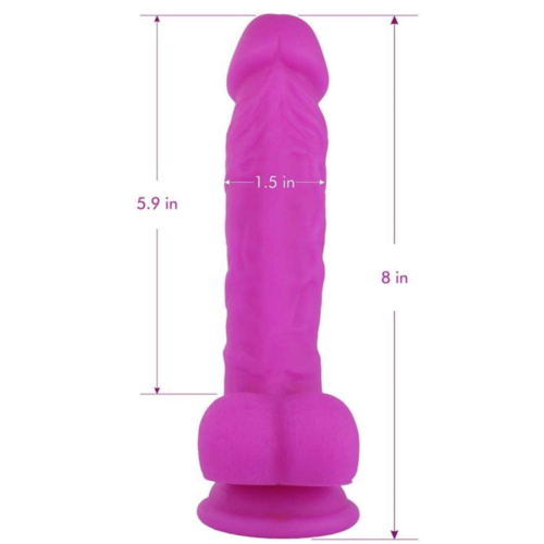 Lyps 8 Inch Realistic Silicone Dildo dimensions