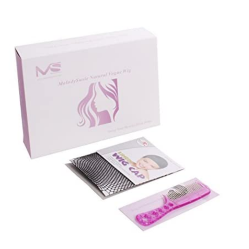 MelodySusie Dark Brown Curly Wig box contents