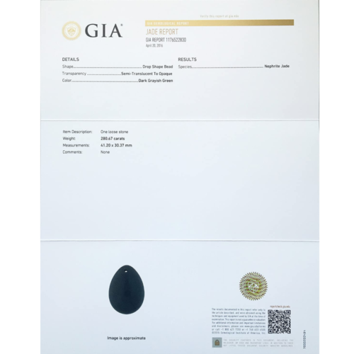 Nephrite Jade Drilled Yoni Eggs certificate