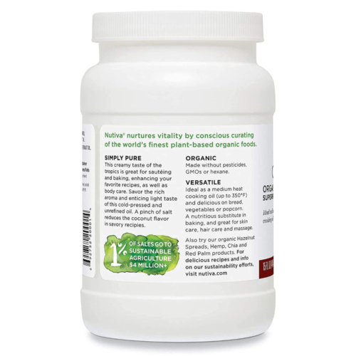 Nutiva Organic Virgin Coconut Oil 15 oz back