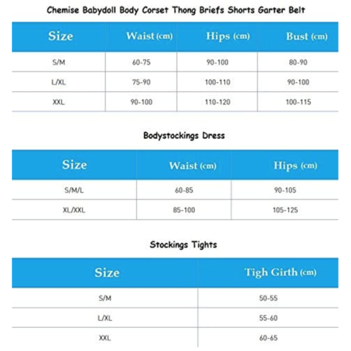 Obsessive Amarone Satin Chemise and Thong Set size chart