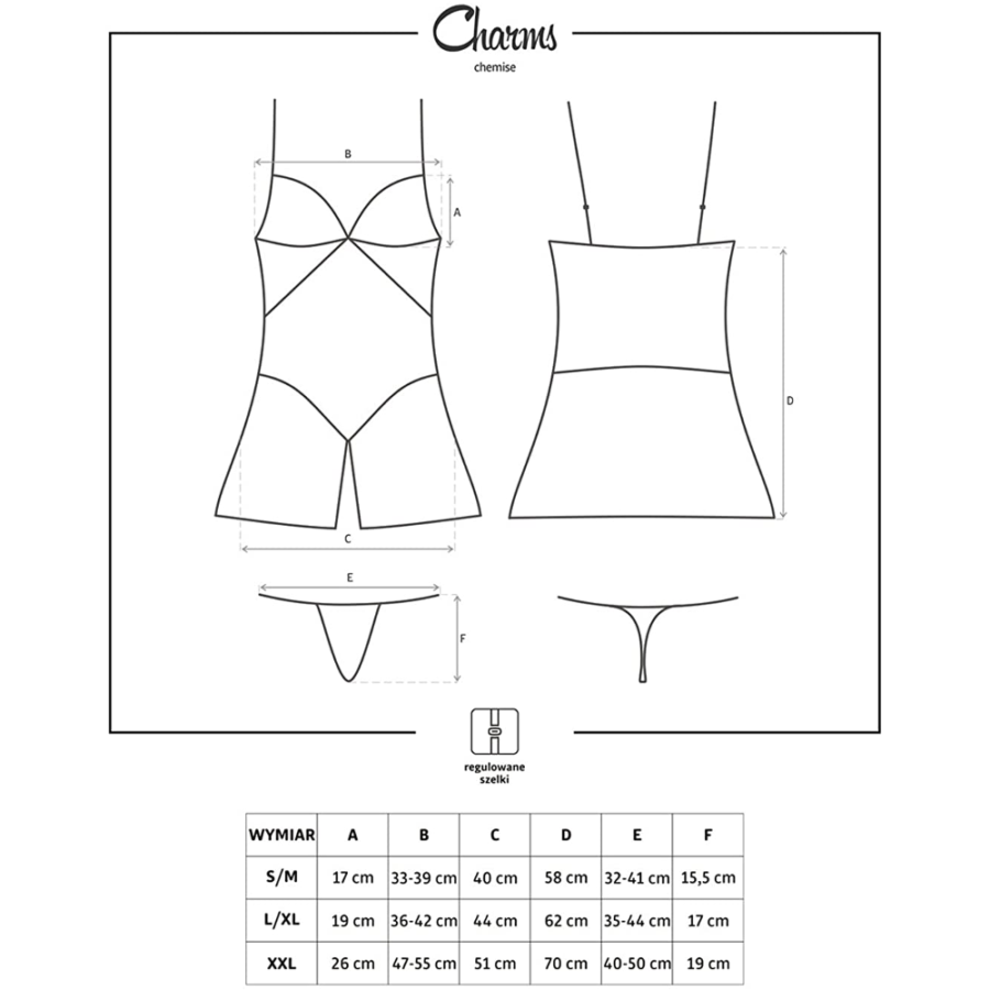 Obsessive Charms Chemise and String sizes