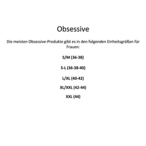 Obsessive Sexy Suspender and Corset with Thong sizes