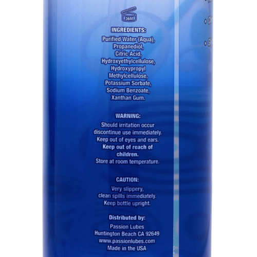 Passion Lubes Natural Water-Based Lubricant 34 fl oz label