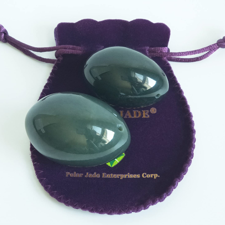 Polar Jade Nephrite Jade Eggs 2 Pcs Set