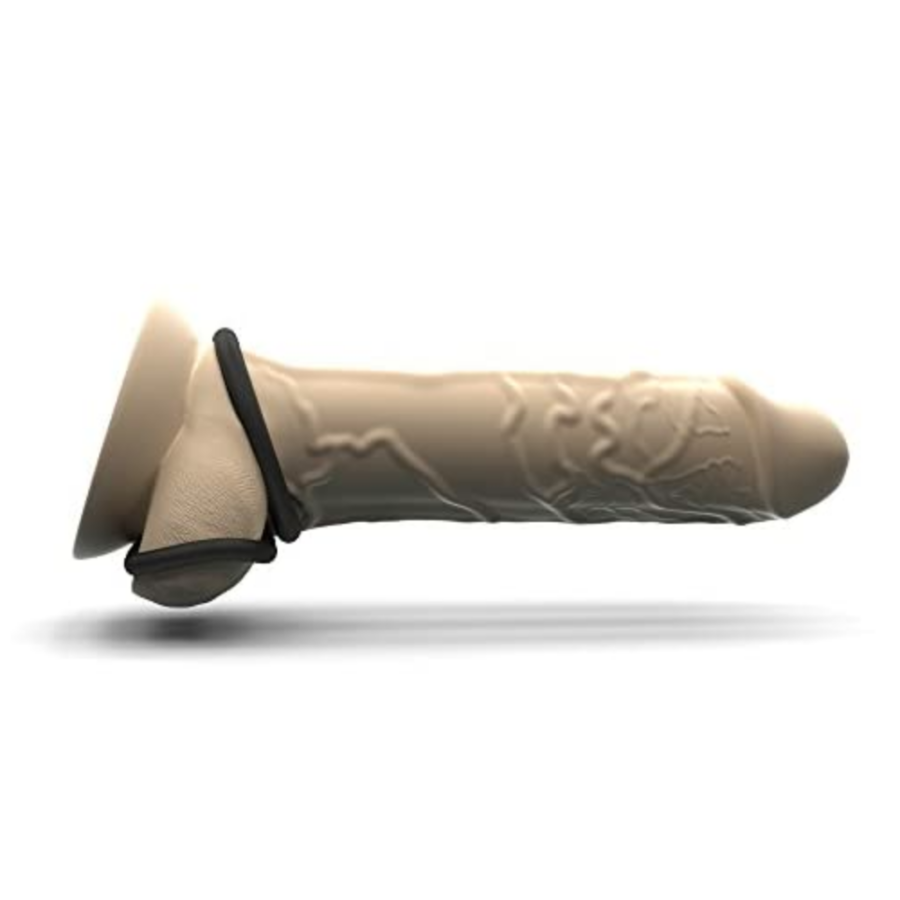 Super Soft Black Cock Ring Set on cock