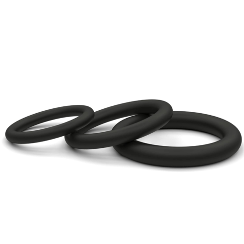 Super Soft Black Cock Ring Set on cock