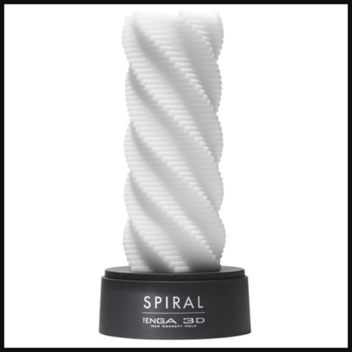 TENGA SPIRAL 3D Sleeve Male Masturbator on stand