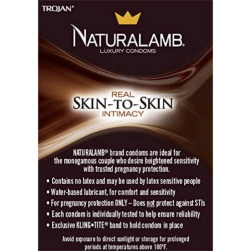 TROJAN NaturaLamb Lubricated Condoms back closeup