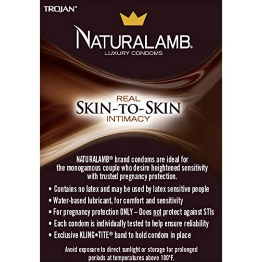 TROJAN NaturaLamb Lubricated Condoms back closeup