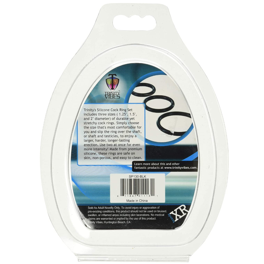 Trinity Vibes Silicone Cock Ring Set box back