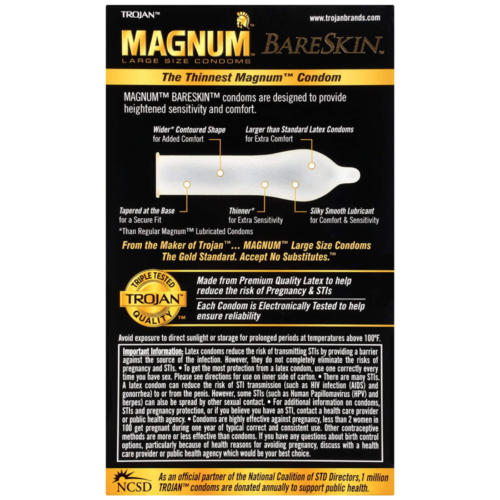 Trojan Magnum Bareskin Lubricated Condoms back