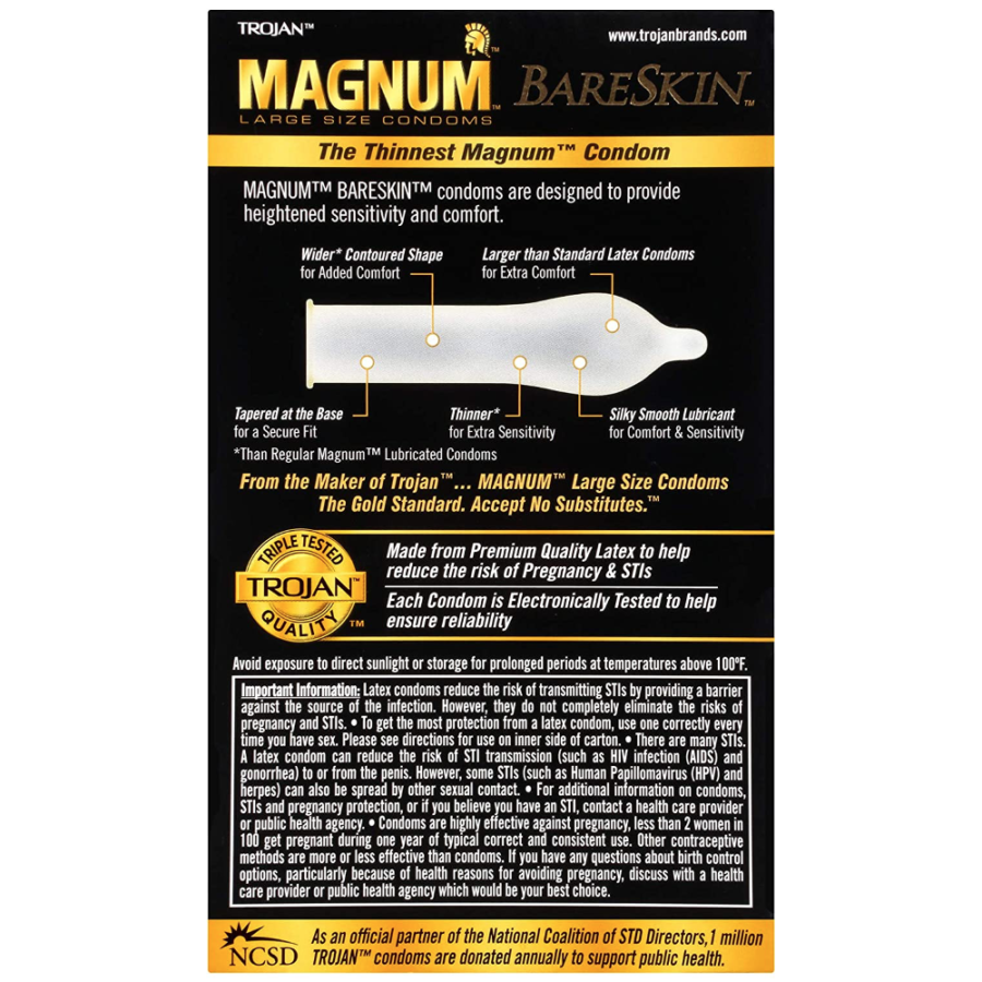 Trojan Magnum Bareskin Lubricated Condoms back