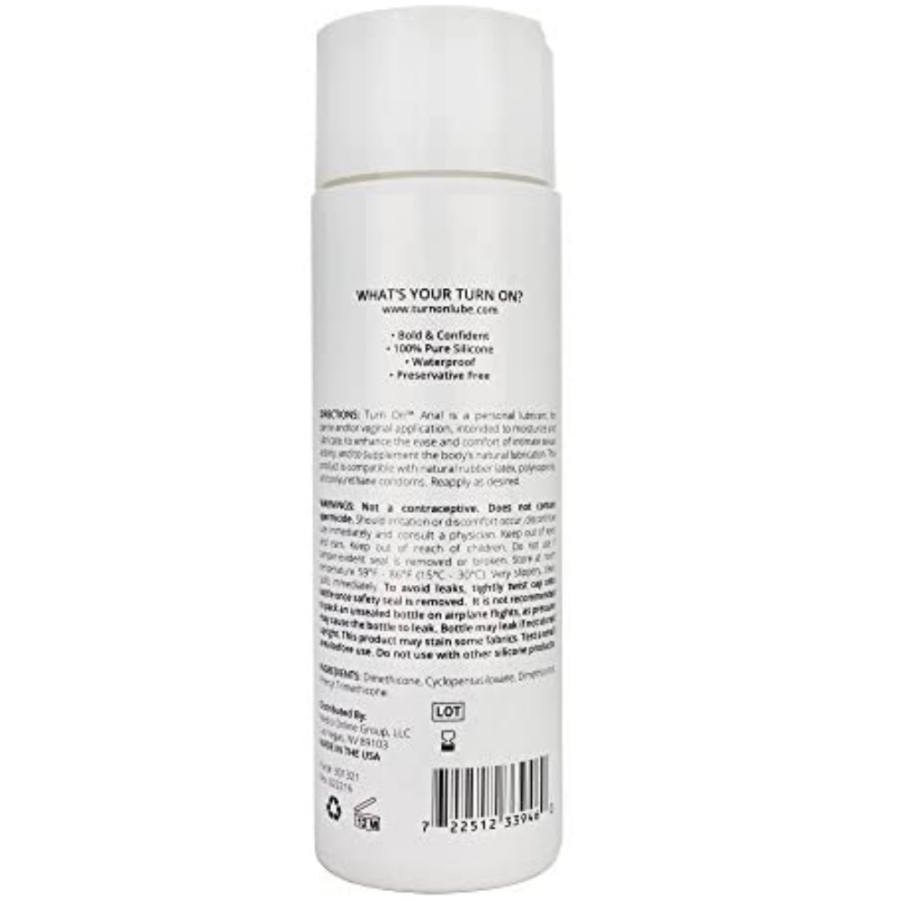 Turn On Anal Silicone Based Lubricant 8 oz back