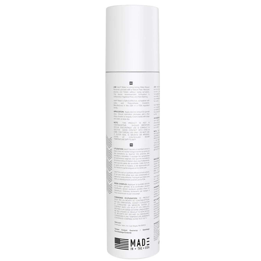 Valm Water Based Personal Lubricant back