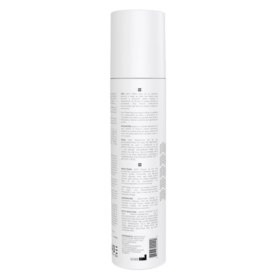 Valm Water Based Personal Lubricant back