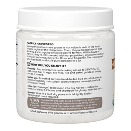 Viva Naturals Organic Extra Virgin Coconut Oil 16 Ounce label